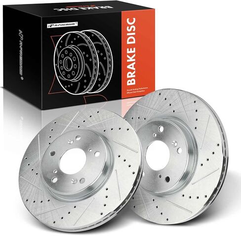 A-Premium 11.53 inch (293mm) Front Drilled and Slotted Disc Brake Rotors Compatible with Select Honda Models - Accord 2013/2016-2017, HR-V HRV 2016-2022, 3.5L 1.8L, 2-PC Set in Saudi Arabia