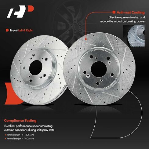 A-Premium 11.53 inch (293mm) Front Drilled and Slotted Disc Brake Rotors Compatible with Select Honda Models - Accord 2013/2016-2017, HR-V HRV 2016-2022, 3.5L 1.8L, 2-PC Set in Saudi Arabia