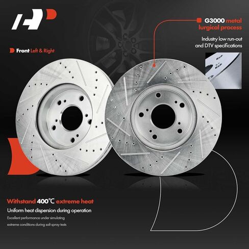 A-Premium 11.53 inch (293mm) Front Drilled and Slotted Disc Brake Rotors Compatible with Select Honda Models - Accord 2013/2016-2017, HR-V HRV 2016-2022, 3.5L 1.8L, 2-PC Set in Saudi Arabia