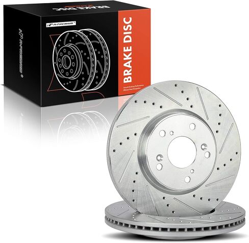 A-Premium 11.53 inch (293mm) Front Drilled and Slotted Disc Brake Rotors Compatible with Select Honda Models - Accord 2013/2016-2017, HR-V HRV 2016-2022, 3.5L 1.8L, 2-PC Set in Saudi Arabia