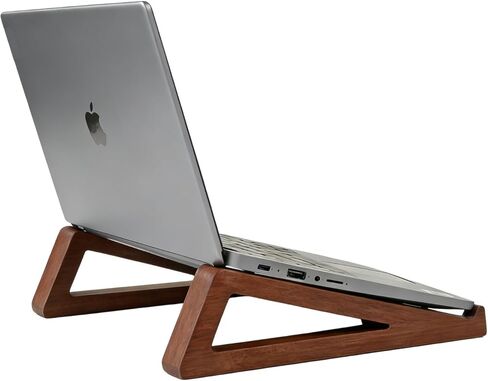 حامل كمبيوتر محمول خشبي من الخيزران، حامل كمبيوتر محمول خشبي محمول للكمبيوتر اللوحي المكتبي مع حقيبة حمل، حامل كمبيوتر محمول صغير الحجم للسفر مع وسادات سيليكون واقية، مناسب لأجهزة الكمبيوتر المحمولة والأجهزة اللوحية in Kuwait