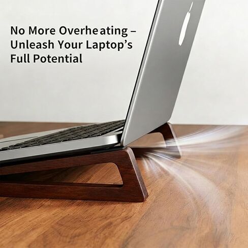 حامل كمبيوتر محمول خشبي من الخيزران، حامل كمبيوتر محمول خشبي محمول للكمبيوتر اللوحي المكتبي مع حقيبة حمل، حامل كمبيوتر محمول صغير الحجم للسفر مع وسادات سيليكون واقية، مناسب لأجهزة الكمبيوتر المحمولة والأجهزة اللوحية in Kuwait