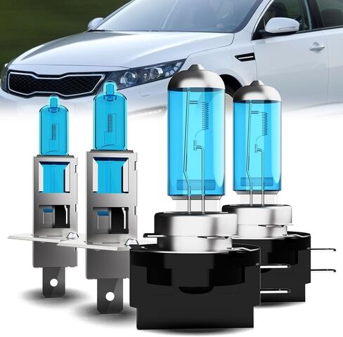 المصابيح الأمامية المتوافقة مع Kia Optima 2009-2010، H1 High Beam + H11B Low Beam Halogen Light Bulb Combo، فائقة السطوع 6000K أبيض، التوصيل والتشغيل، حزمة من 2 in Saudi Arabia
