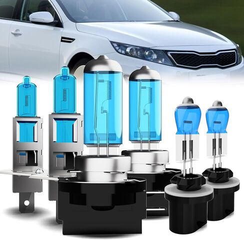 المصابيح الأمامية المتوافقة مع Kia Optima 2009-2010، H1 High Beam + H11B Low Beam Halogen Light Bulb Combo، فائقة السطوع 6000K أبيض، التوصيل والتشغيل، حزمة من 2 in Saudi Arabia
