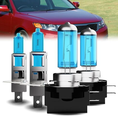 المصابيح الأمامية المتوافقة مع Kia Optima 2009-2010، H1 High Beam + H11B Low Beam Halogen Light Bulb Combo، فائقة السطوع 6000K أبيض، التوصيل والتشغيل، حزمة من 2 in Saudi Arabia