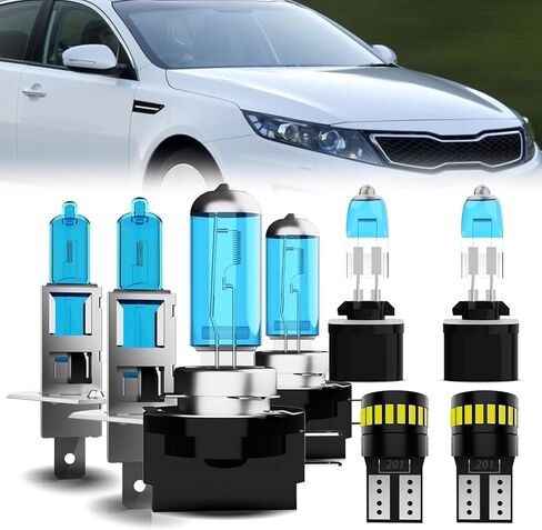 المصابيح الأمامية المتوافقة مع Kia Optima 2009-2010، H1 High Beam + H11B Low Beam Halogen Light Bulb Combo، فائقة السطوع 6000K أبيض، التوصيل والتشغيل، حزمة من 2 in Saudi Arabia