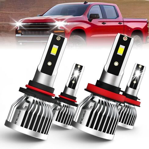Fit For SILVERADO 1500 2500 HD 3500 HD (2007-2015) 9005 High Beam + H11 Low Beam LED Headlight Bulbs, 350% Brightness, 6500K Cool White，Pack of 4 in Saudi Arabia