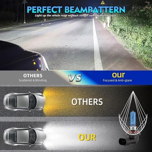 Halogen Headlights Compatible with 2005 2006 2007 2008 2009-2015 Toyota Corolla Bulbs, 9005 High Beam & 9006 Low Beam & 9145/H10/9140 Fog Light, 300% Brightness 6500K White, Plug and Play, Pack of 6 in Kuwait