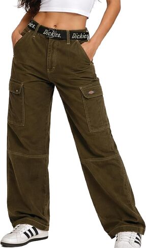 Dickies Womens Cargo Pants - High Waisted Cropped Straight Leg Relaxed Fit Stretchy Twill Casual Utility Work Pants for Women in Saudi Arabia