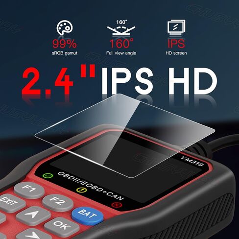 CHUSYYRAY قارئ رمز الماسح الضوئي للسيارات obd2 أداة فحص خطأ المحرك المتوافقة مع Ford F150، شاشة IPS كاملة الألوان مقاس 2.4 بوصة، ماسح ضوئي لخطأ المحرك يمكن تشخيصه in Saudi Arabia
