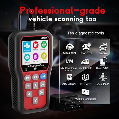 CHUSYYRAY قارئ رمز الماسح الضوئي للسيارات obd2 أداة فحص خطأ المحرك المتوافقة مع Ford F150، شاشة IPS كاملة الألوان مقاس 2.4 بوصة، ماسح ضوئي لخطأ المحرك يمكن تشخيصه in Saudi Arabia