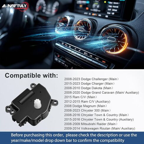 HVAC Blend Door Actuator Compatible with Chrysler 300 Town and Country Dodge Challenger Charger Dakota Grand Caravan Magnum Mitsubishi Raider Ram C/V Volkswagen Routan 604-024 68033337AA 2Pcs in Saudi Arabia