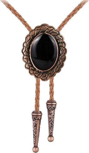 Jeilwiy Bolo Tie for Men Real Stone Westwern Cowboy Ties Silver Bolos Women Leather Necktie Gift for Birthday Christmas in Kuwait