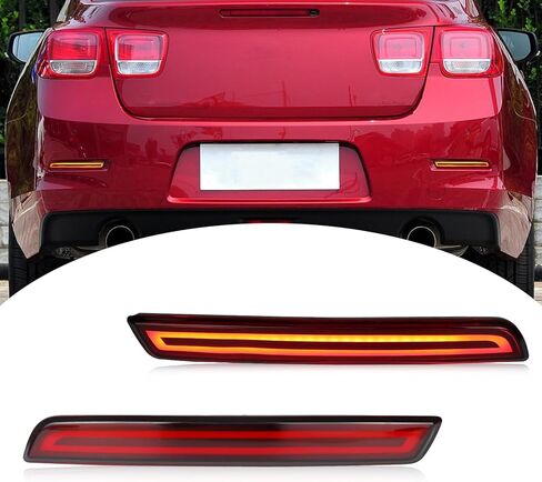LED Rear Bumper Reflector Light Compatible with Chevrolet Chevy Malibu 2013-2015 Daytime Running Light Turn Signal Tail Brake Fog Lamp Accessories(Smoked) in Saudi Arabia