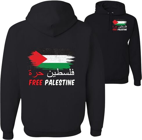 wild custom apparel Free Palestine Flag FRONT AND BACK Hoodies in Saudi Arabia