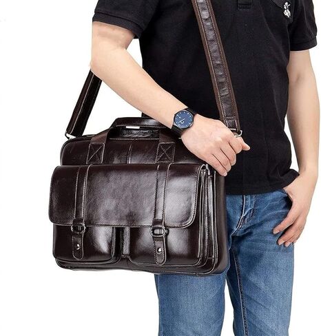 حقيبة ماسنجر للرجال، حقيبة جلدية للكمبيوتر المحمول والمكتب للنساء (الحجم: 38 × 28 × 5.3 سم) in Kuwait