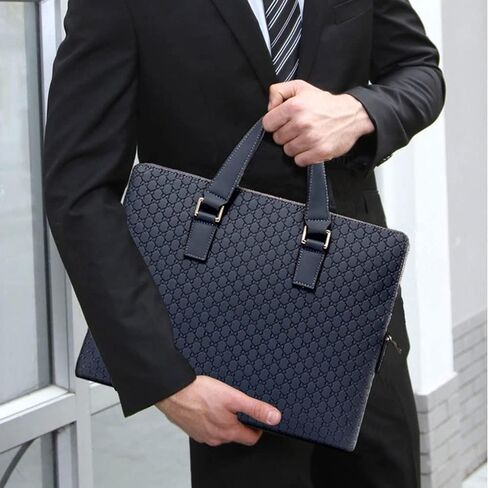 Men's Briefcase Fashion Shoulder Bag Crossbody 14 Inch Laptop Male Business Handbag Travel Bag(Black) in Kuwait