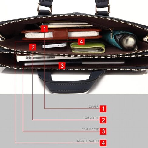 Men's Briefcase Fashion Shoulder Bag Crossbody 14 Inch Laptop Male Business Handbag Travel Bag(Black) in Kuwait