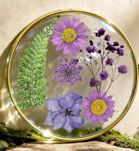 Oqplog Resin Drink Coaster for Desk Coffee Table-White Cute Dried Flowers Cup Coaster for Work Office Home Outdoor Decor Gifts for Girls Women,1 Pcs in Saudi Arabia
