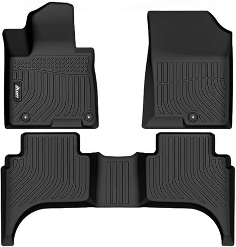 IKON MOTORSPORTS 3D TPE Floor Mats, Compatible with 2022-2025 Hyundai Santa Cruz, All Weather Waterproof Anti-Slip Floor Liners, Front & 2nd Row Full Set Car Interior Accessories, Black in Kuwait