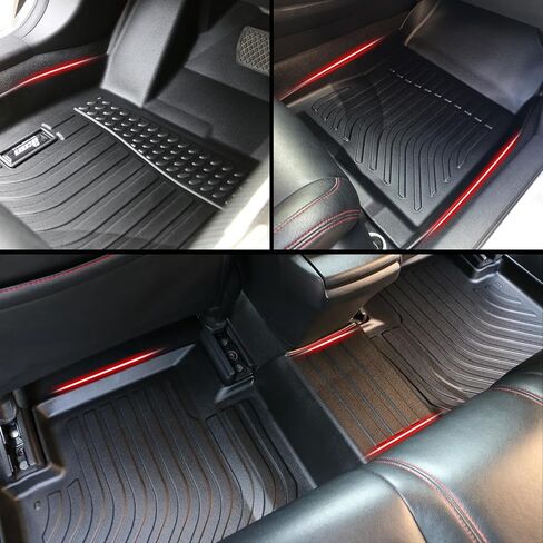 IKON MOTORSPORTS 3D TPE Floor Mats, Compatible with 2022-2025 Hyundai Santa Cruz, All Weather Waterproof Anti-Slip Floor Liners, Front & 2nd Row Full Set Car Interior Accessories, Black in Kuwait