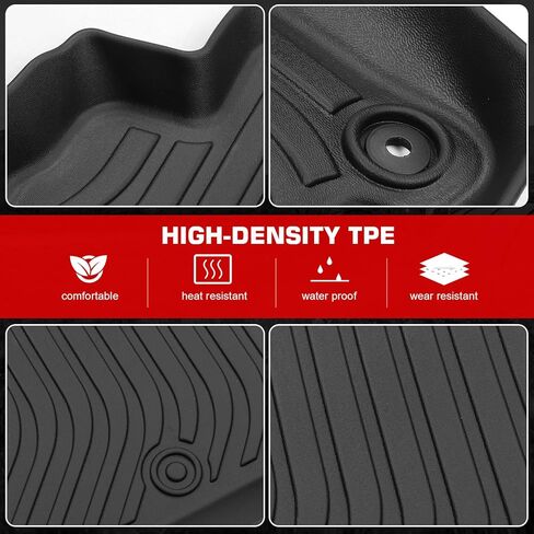 IKON MOTORSPORTS 3D TPE Floor Mats, Compatible with 2022-2025 Hyundai Santa Cruz, All Weather Waterproof Anti-Slip Floor Liners, Front & 2nd Row Full Set Car Interior Accessories, Black in Kuwait