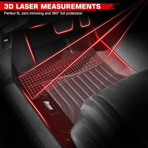 IKON MOTORSPORTS 3D TPE Floor Mats, Compatible with 2022-2025 Hyundai Santa Cruz, All Weather Waterproof Anti-Slip Floor Liners, Front & 2nd Row Full Set Car Interior Accessories, Black in Kuwait