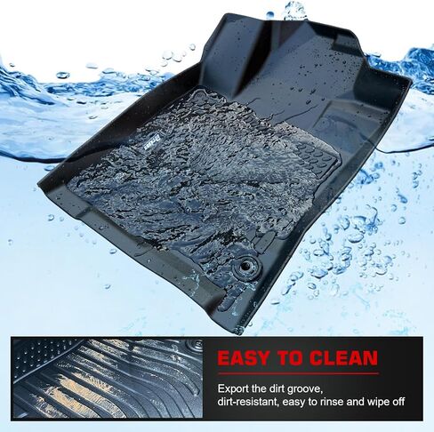 IKON MOTORSPORTS 3D TPE Floor Mats, Compatible with 2022-2025 Hyundai Santa Cruz, All Weather Waterproof Anti-Slip Floor Liners, Front & 2nd Row Full Set Car Interior Accessories, Black in Kuwait