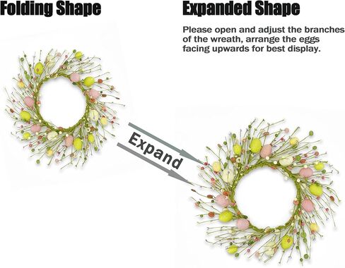 أكاليل عيد الفصح الاصطناعية للباب الأمامي إكليل بيضة عيد الفصح مع البيض الملون، التوت، زر خشبي للباب الأمامي الداخلي والخارجي للمزرعة ونافذة الحائط المنزلية وديكور الزفاف in Kuwait