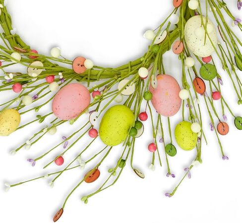 أكاليل عيد الفصح الاصطناعية للباب الأمامي إكليل بيضة عيد الفصح مع البيض الملون، التوت، زر خشبي للباب الأمامي الداخلي والخارجي للمزرعة ونافذة الحائط المنزلية وديكور الزفاف in Kuwait