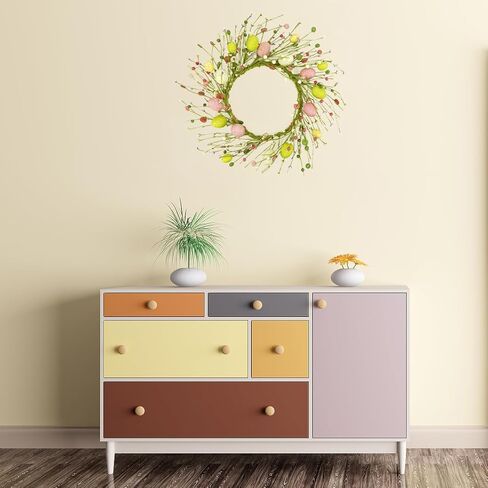 أكاليل عيد الفصح الاصطناعية للباب الأمامي إكليل بيضة عيد الفصح مع البيض الملون، التوت، زر خشبي للباب الأمامي الداخلي والخارجي للمزرعة ونافذة الحائط المنزلية وديكور الزفاف in Kuwait