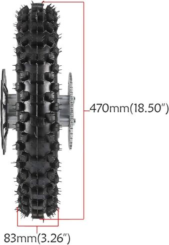 TDPRO Rear 3.00-12 1.85x12 Wheel With 12mm Bearing Axle 80/100-12 Tire Rim & Brake Disc Rotor and Sprocket For Dirt Pit Bike in Kuwait