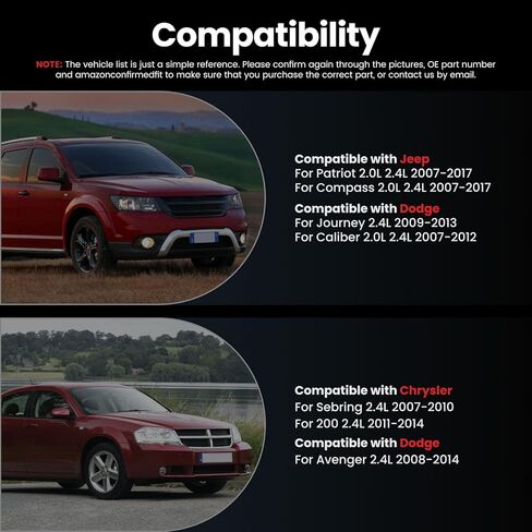 Fuel Injectors Compatible with Jeep Patriot Compass 2007-2017 Dodge Avenger Journey 2009-2013 Chrysler Sebring 2007-2010 Caliber 2007-2012 2.0L 2.4L,4891577AC Set of 4 in Kuwait