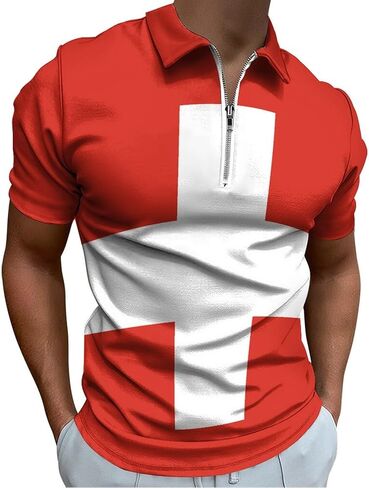 British Flag Mens Zipper Polo-Shirts Short Sleeve Slim Fit Tees Tops in Saudi Arabia