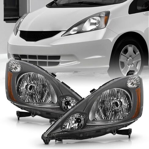 KEEKPO - For 2009 2010 2011 2012 2013 2014 Honda FIT Grey Housing Headlights Headlamps Pair Set Driver & Passenger Side in Saudi Arabia