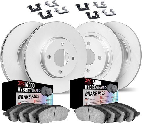 Dynamic Friction Company Brake Kit For 2012-2019 Fiat 500| Front and Rear 4000 HybriDynamic Brake Pads and Rotors Kit|Hardware included in Kuwait