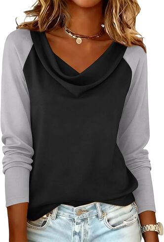 Women V Neck Long Sleeve Shirts Casual Spring Tops Lightweight Tunic Fashion Clothes 2026 in Kuwait