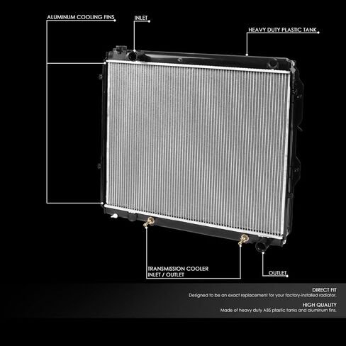 DNA Motoring OEM-RA-2376 OE Style Aluminium Core Radiator DPI 2376 متوافق مع 04-06 تندرا / 01-07 سيكويا، 27-3/8 بوصة عرض × 23-5/8 بوصة ارتفاع × 1-7/16 بوصة عمق، مدخل 1-1/2 بوصة، مخرج 1-1/2 بوصة in Saudi Arabia