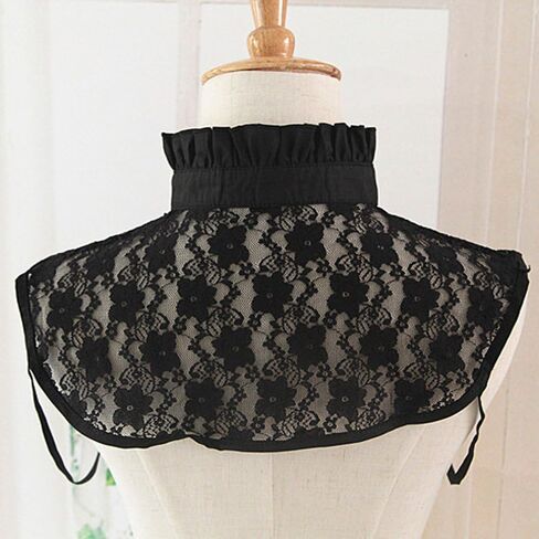 YEKEYI 2Pcs Lady Shirt False Collar Lace Half Shirt Detachable False Faux Collar Cuff Cotton Choker Tie in Saudi Arabia