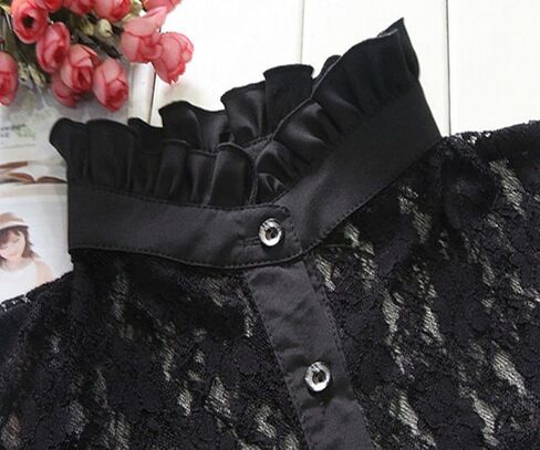 YEKEYI 2Pcs Lady Shirt False Collar Lace Half Shirt Detachable False Faux Collar Cuff Cotton Choker Tie in Saudi Arabia