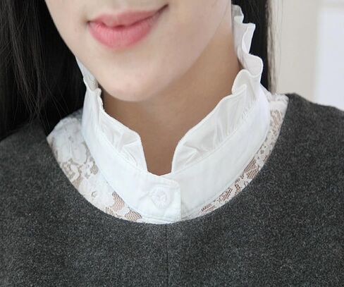 YEKEYI 2Pcs Lady Shirt False Collar Lace Half Shirt Detachable False Faux Collar Cuff Cotton Choker Tie in Saudi Arabia