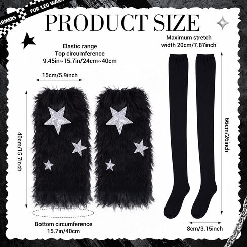 Kawaii Fuzzy Leg Warmers Y2k Soft Furry Sleeve Socks 80s Harajuku Gothic Sock Accessories for Women in Kuwait