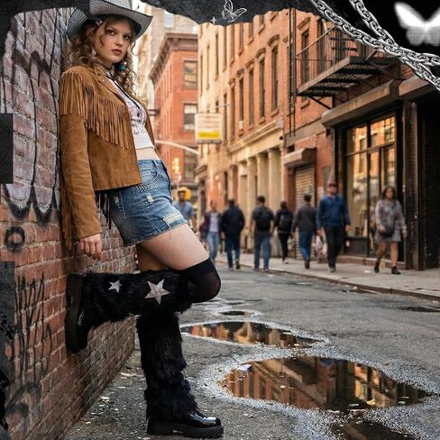 Kawaii Fuzzy Leg Warmers Y2k Soft Furry Sleeve Socks 80s Harajuku Gothic Sock Accessories for Women in Kuwait