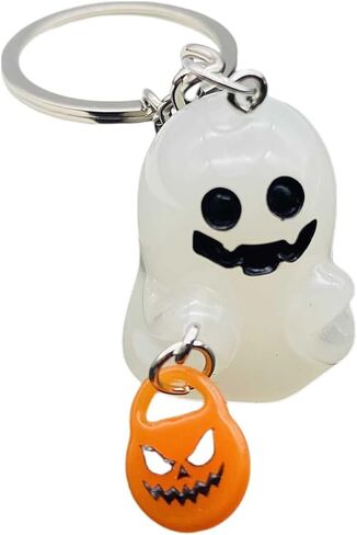 Night Glowing Ghost Keychain Halloween Spooky Boo Key Ring for Bag Purse Wallet Car Basket Stuffers Jewelry in Saudi Arabia