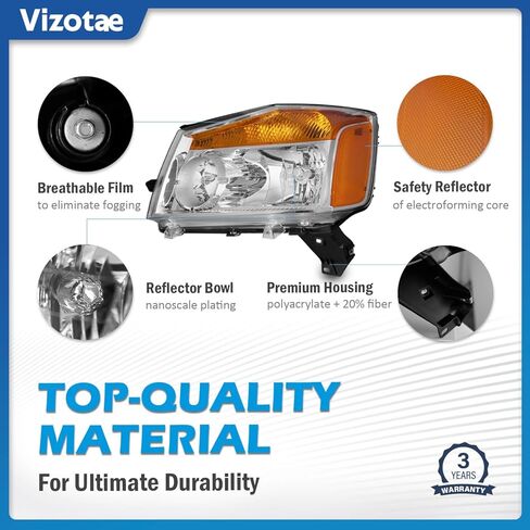 Headlights for 2004-2015 Nissan Titan, 2005-2007 Armada OEM Headlamp Replacement, High/Low Beam W/Bulbs, Driver & Passenger Side in Saudi Arabia