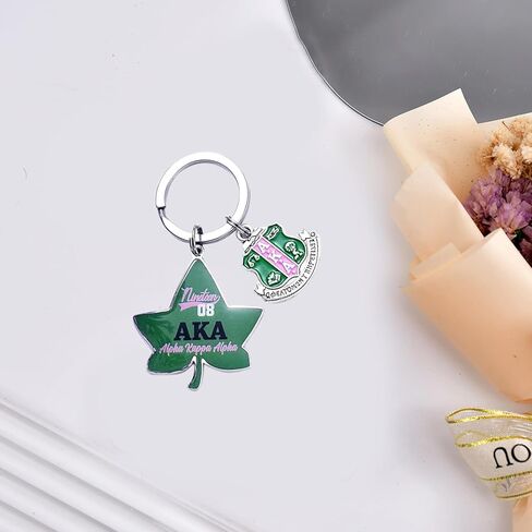 1908 Keychain,Sorority Paraphernalia Gifts AKA Key Chain Lvy Leaf Pendant Keyring AKA Sorority Gifts for Women Sisterhood Keychains for Sisters Friends in Kuwait
