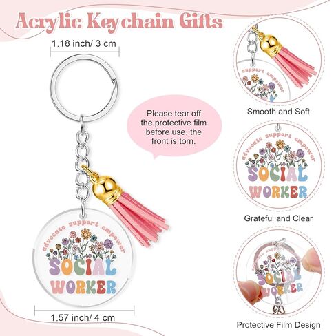 Havawish 3 Pcs Social Worker Month Gift for Women Wildflower Cosmetic Bag Makeup Bag Advocate Support Coffee Mug 11 oz Novelty Cup and Keychain Socialworker Appreciation Gift(Cute,Acrylic) in Kuwait