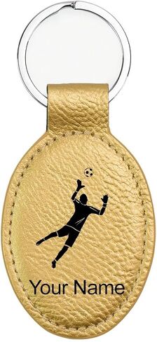 LaserGram Oval Keychain, Soccer Goalie, Personalized Engraving Included in Saudi Arabia