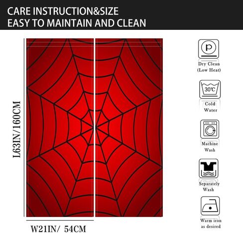 21x63Inches Superhero Window Curtains for Kids Boys Girls Red Spider Web Living Room Bedroom Nursery Home Decoration Drapes 2 Panels Polyester Fabric Supplies in Saudi Arabia