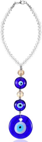 Evil Eye Car Charm Hanging Ornament,Evil Eye Decor Rearview Mirror Hanging Accessories for Rear View Mirror Window Door Decorative Christmas Accessories Gifts (Blue,Round Shape) in Saudi Arabia
